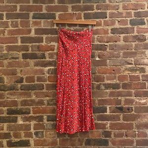 Urban Outfitters Red Leopard Print Midi Skirt